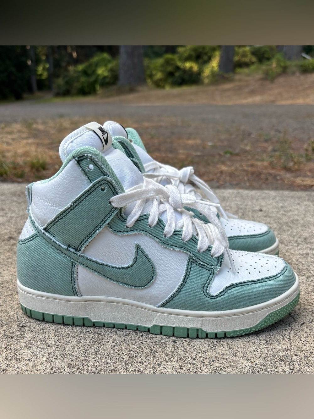 Nike Dunk High 1985 Enamel Green Denim Women’s 6